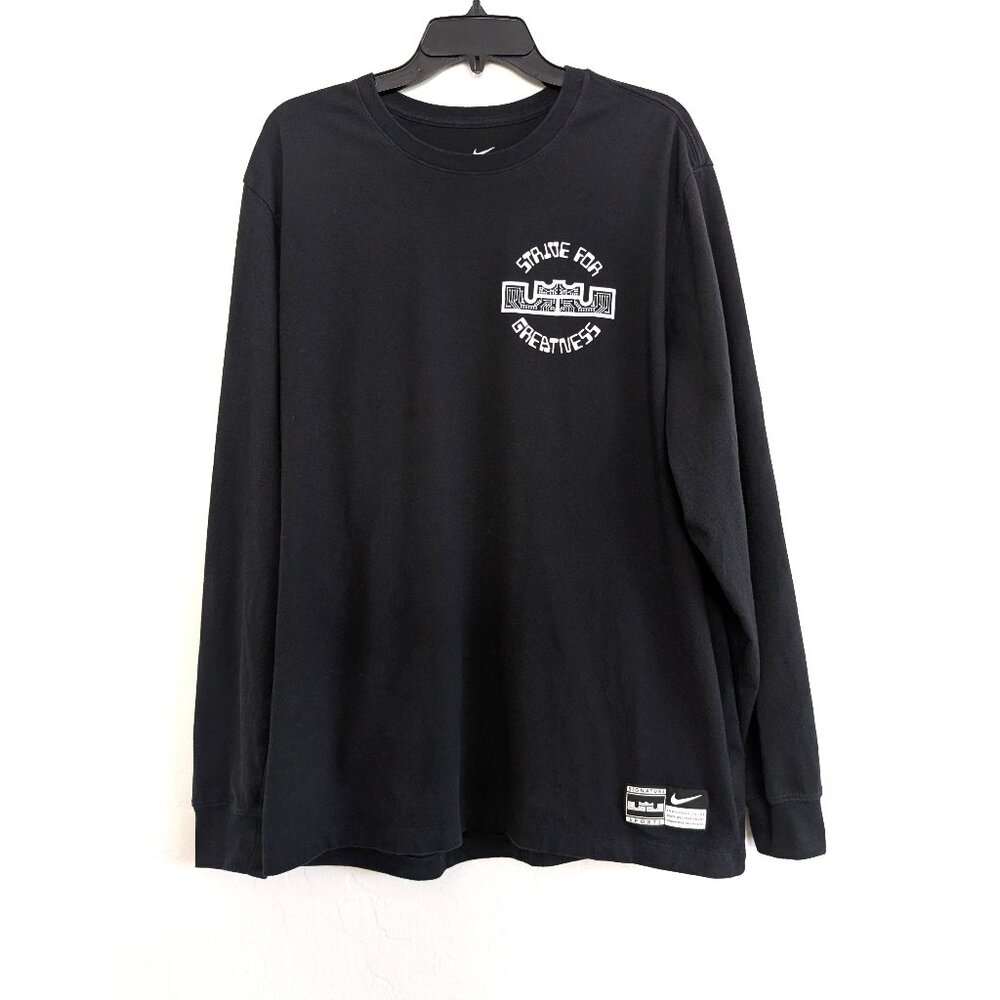 NIKE Tee LeBron James Men's 2XL Max 90 Black Graphic Long Sleeve Pullover